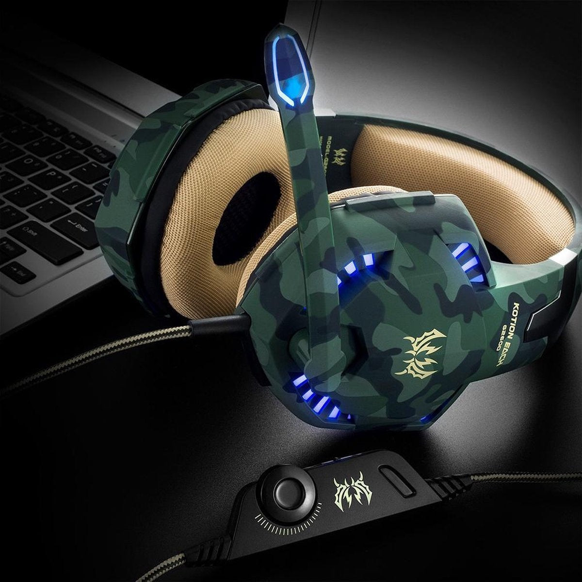 KOTION EACH G2600 - Gaming Headset - PS4 + PC - Camouflage Groen