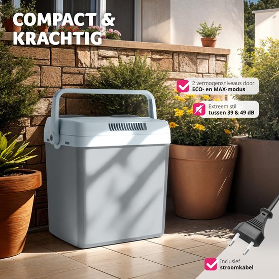 tectake® - Glacière électrique de 25 l - Fonction de refroidissement et de réchauffement - Sac glacière électrique silencieux - Pour voiture ou prise de courant - Mini réfrigérateur pour camping, boissons - Thermobox avec puissance - Mode Eco