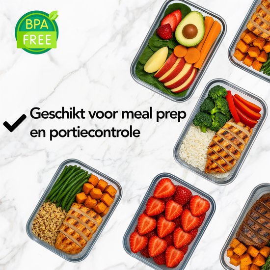 Aviro Coupes de conservation des aliments en verre - 10 pièces - Coupes de préparation des repas - Résistantes au congélateur, au micro-ondes et au four - Sans BPA - Étanches à l'air - 1L