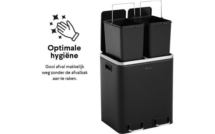 Poubelle de tri 2 compartiments - Homra -capacité : 2 x 15 L - Noir