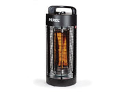 Perel Mobiele terrasverwarmer, 1200 W, carbon, met kantelbeveiliging, 2 warmteniveaus, oscillerend, plensdicht, metaal, zwart
