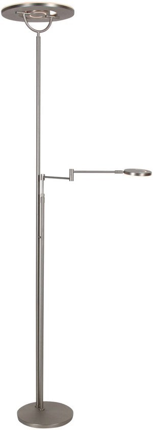 Lampadaire couleur acier 4386ST - Soleil 2 avec bras orientable et inclinable, hauteur 185 cm, acier moderne, 6 500 lumens, Steinhauer Exclusive