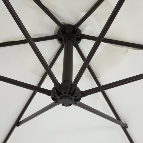 Parasol suspendu AXI Dion Ø 300 cm, aspect chêne/beige – Armature thermolaquée avec pied en croix