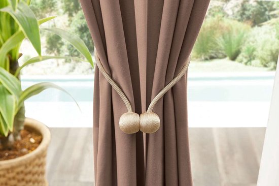 Larson - Rideaux en velours - 1,4 m x 2,5 m - Anneaux - Rose