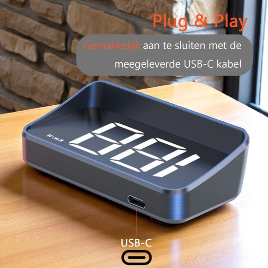 Tech Essentials® Tachymètre GPS pour voiture HUD - USB-C - Blanc | Affichages tête haute