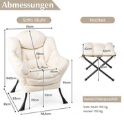 Fauteuil côtier avec relief et accoudoir & pochette latérale et repose-pieds fauteuil relax beige beige