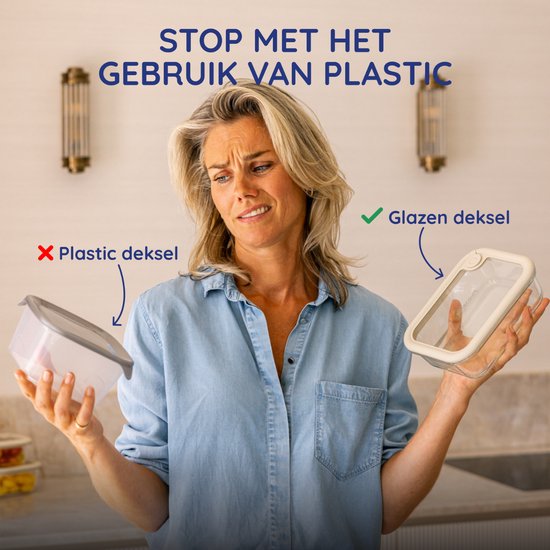 Récipients fraîcheur Safecourt - entièrement en verre (100% sans micro-plastique) - four, congélateur, micro-ondes et lave-vaisselle - set de 11 pièces