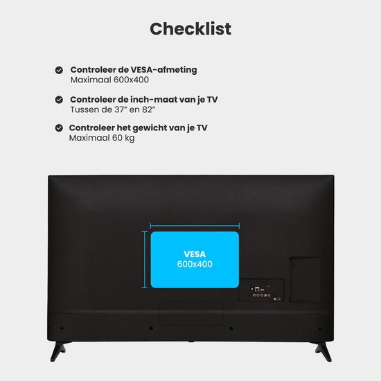 Auronic Support mural pour TV - Inclinable - 37 à 82 pouces - Jusqu'à 60 kg - Noir