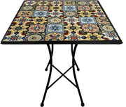 Table de bistrot AXI Camilla - Brise jaune – Table de jardin en métal – Carrée – 60 x 60 x 75 cm - Effet mosaïque – Incrustée de carreaux en céramique – Pour le jardin, la terrasse et le balcon