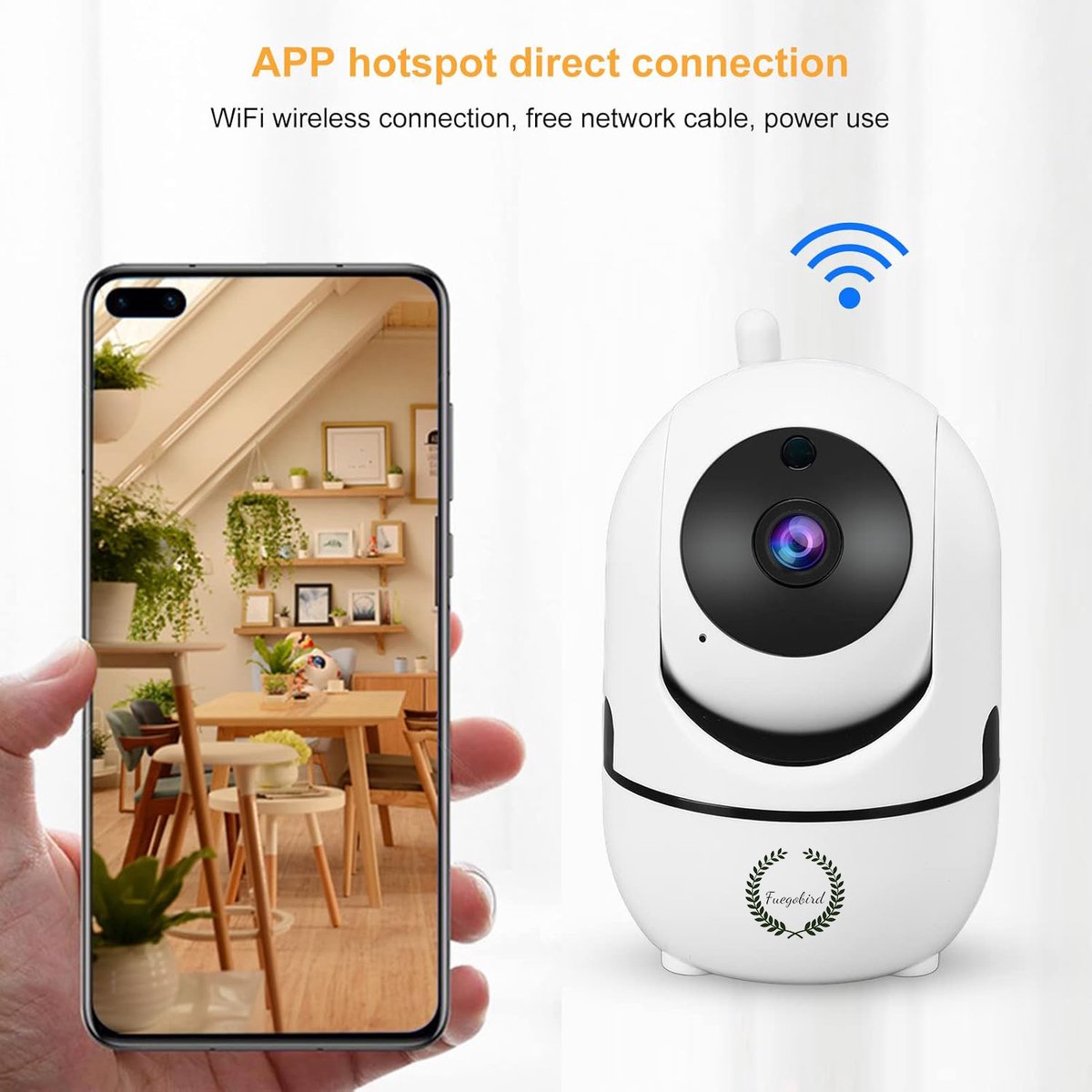 Fuegobird ZOSI C528 Caméra IP d'intérieur - avec double objectif - 6MP - Fonction interphone - Caméra de sécurité - Caméra pour animaux - Caméra pour bébés - Compatible avec WIFI 2.4G/5G - Fonctionne avec application - Blanc