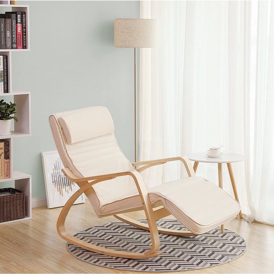 Fauteuil à bascule avec accoudoirs et repose-pieds à 5 positions - L55 x H91 cm