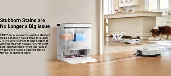 Eureka - J15 Pro Ultra white - Robot aspirateur avec fonction de lavage - station de recharge autonettoyante