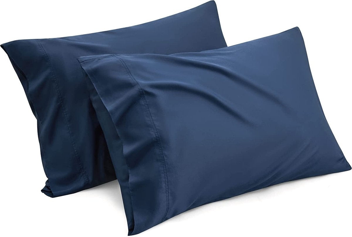 Kalm Kussensloop 60x70cm - 100% Hoogwaardige Katoen - Comfortabel en Vochtregulerend - Blauw/Wit