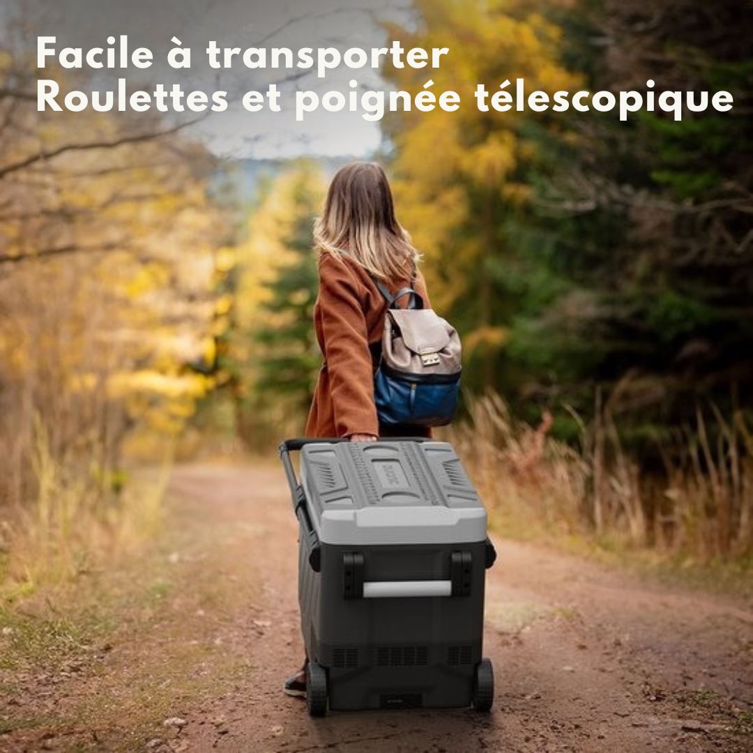 Glacière à Compresseur Électrique - Auronic -12V et 230 volts - Voiture - Congeler et Refroidir - 49L - Gris