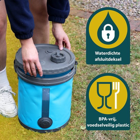 Colapz – Cruche pliable Premium 20 L – Réservoir d'eau de camping sans BPA avec couvercle verrouillable et robinet – Conteneur robuste pour eau potable, idéal pour l'extérieur, le jardin et le camping-car