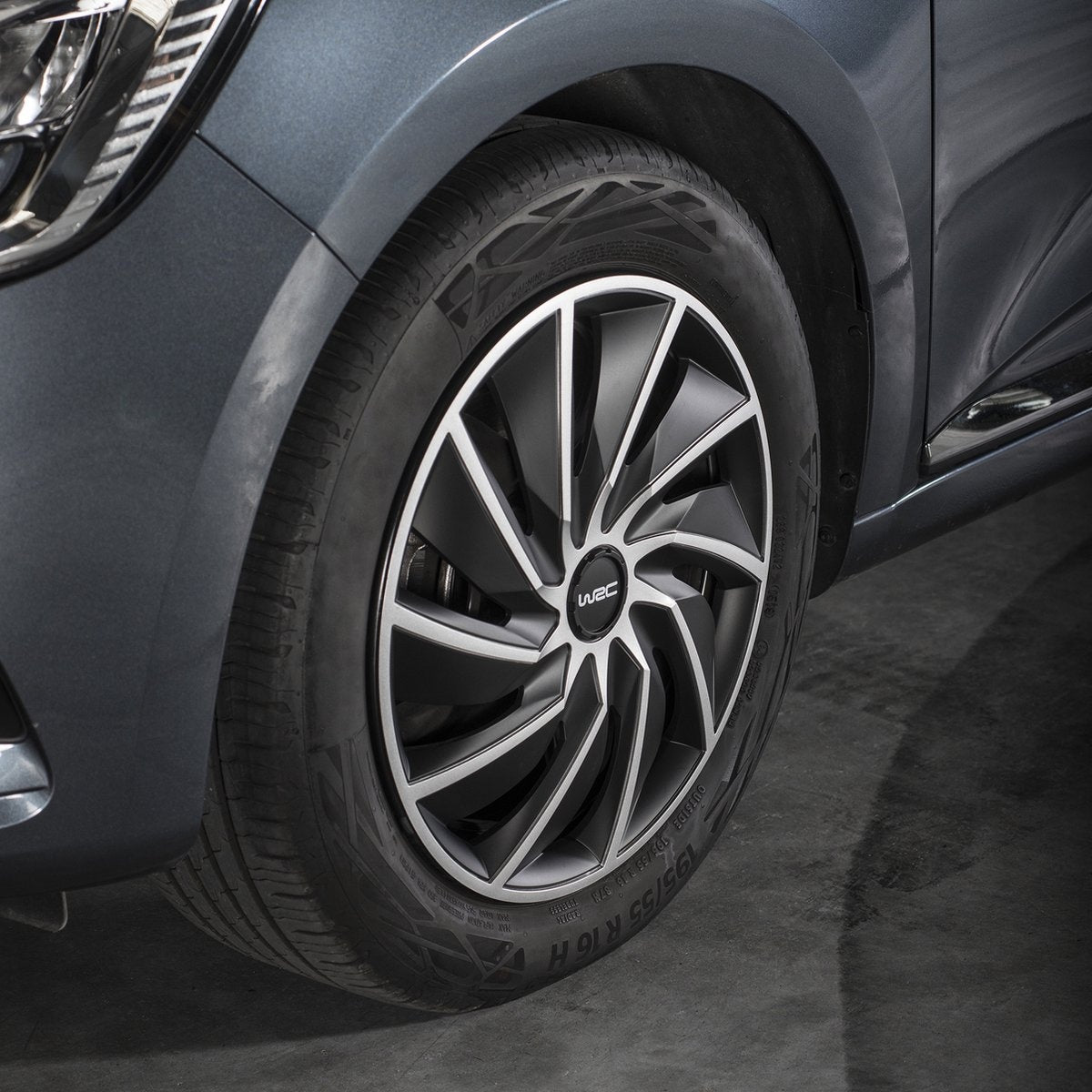 WRC Wieldoppen 15 inch - zilver/zwart - 4st