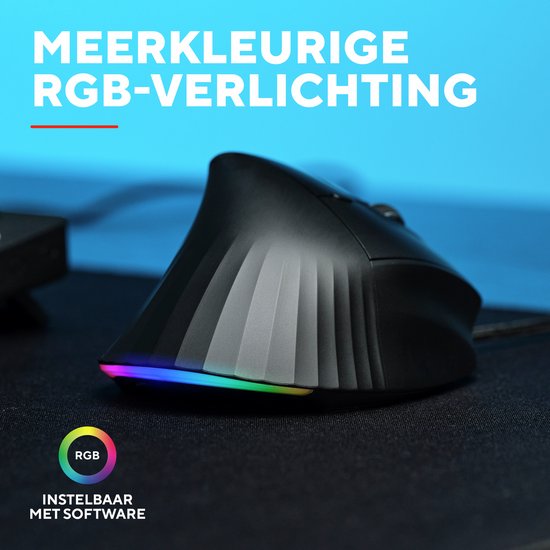 Trust GXT 145 Rexxa - Souris gaming - Filaire - 12 800 DPI - Éclairage RGB - Ergonomique verticale - Noire
