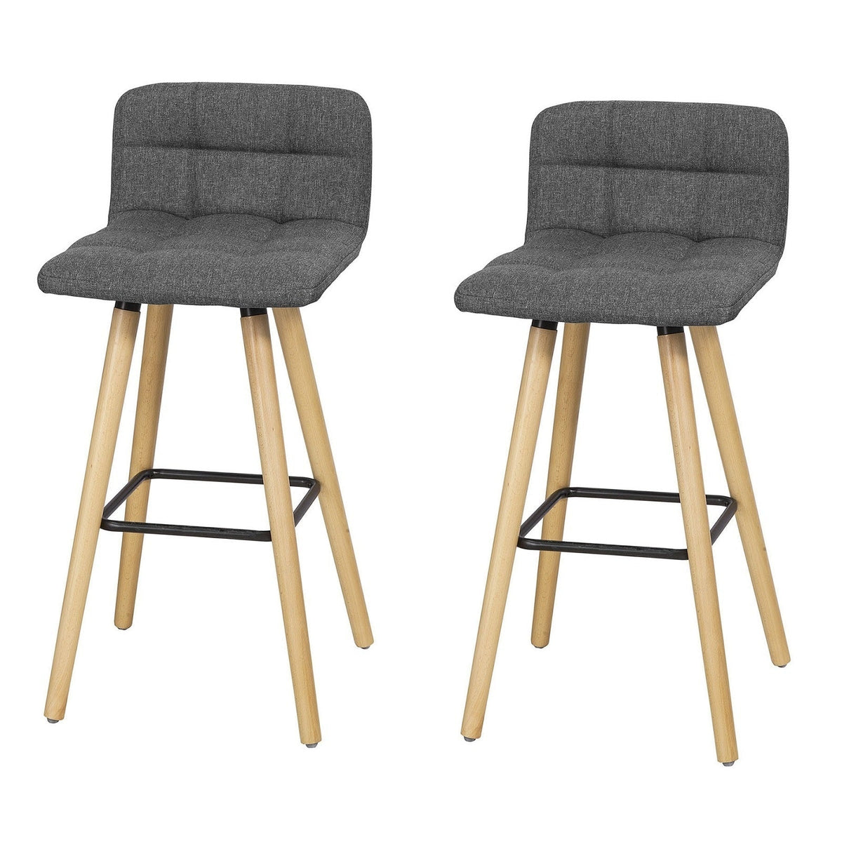 SoBuy set de 2 tabourets de bar - Tabouret à dossier - Gris foncé - 92x44x44 cm - Hauteur d'assise 68 cm