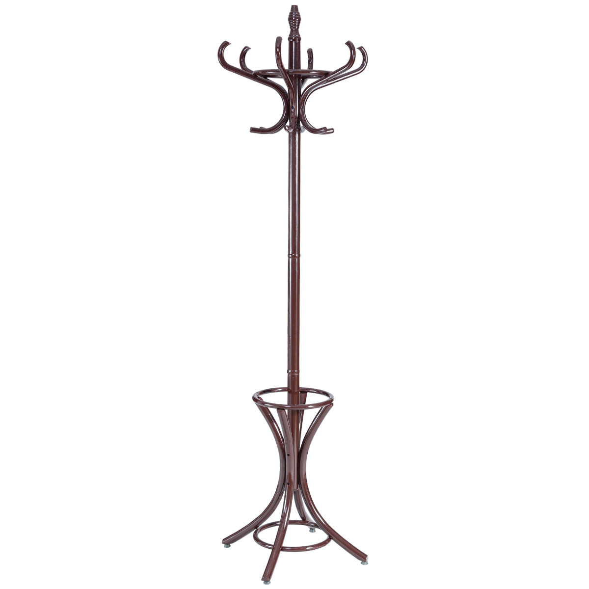 Coast porte-armoire porte-vêtements porte-manteaux avec porte-parapluie ??12 crochets à linge marron