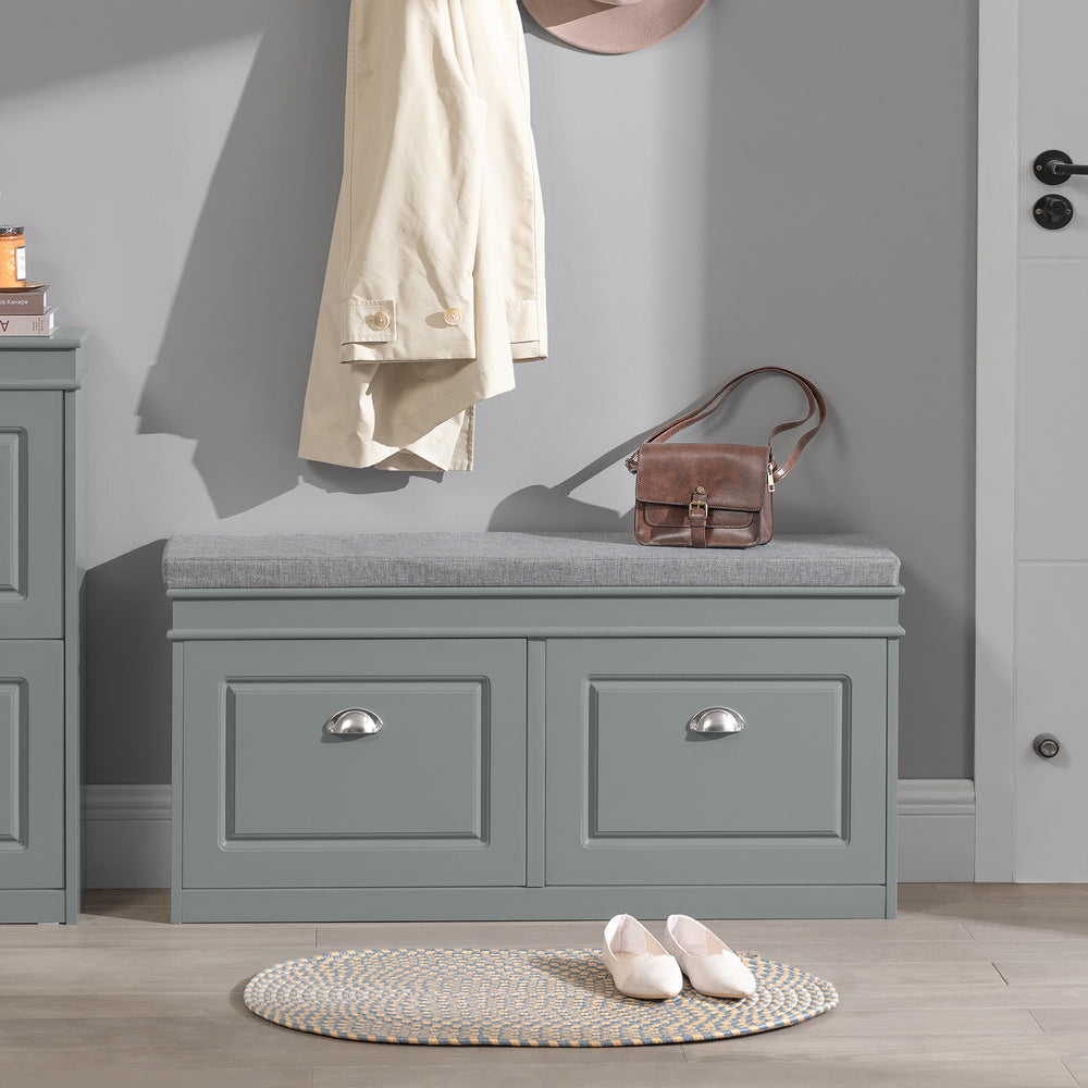Meuble à chaussures - SoBuy - Rangement pour chaussures - Banc assis avec coussin de siège - Gris