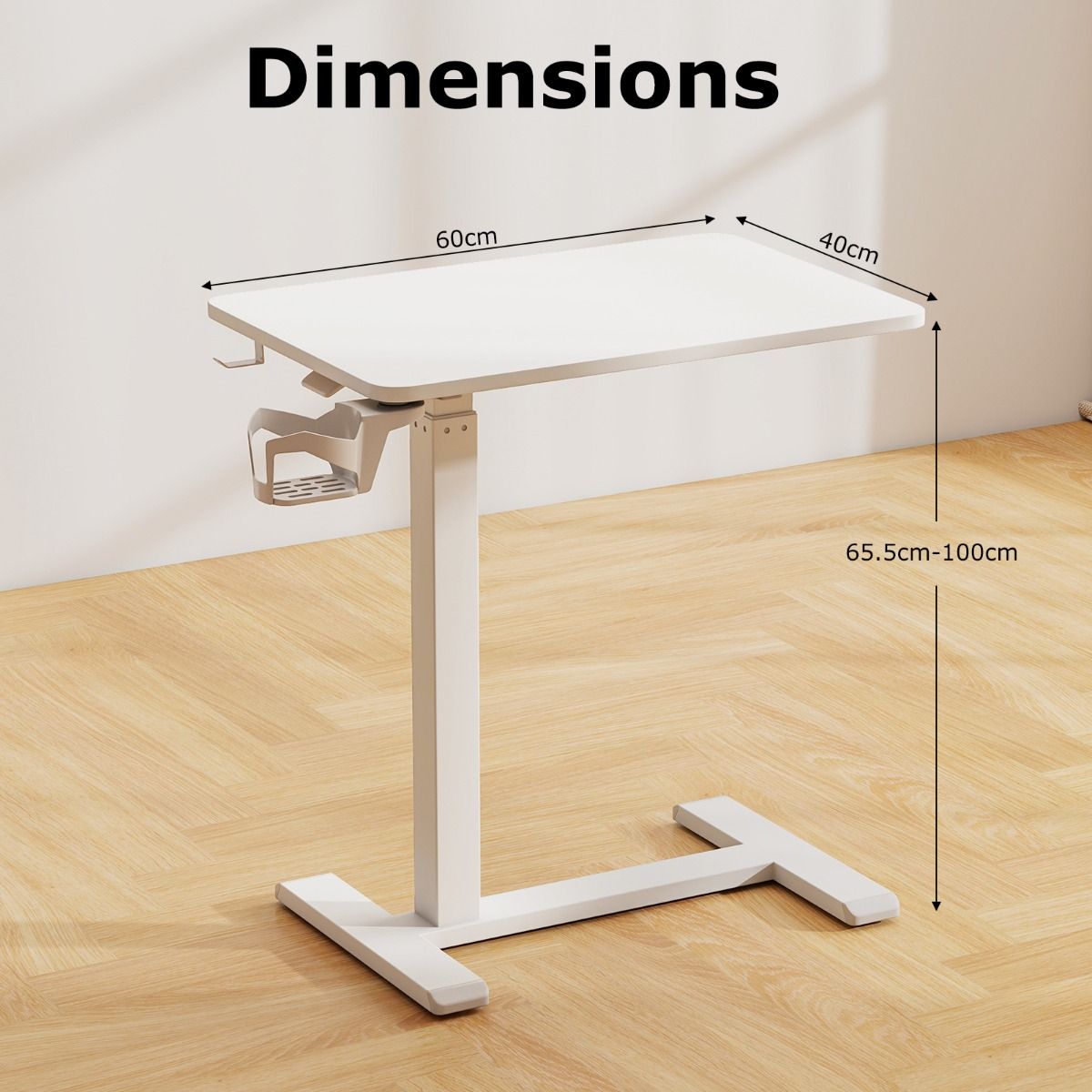 Coast Stand mobile réglable en hauteur Table pour ordinateur portable Bureau - 60x40x65.5-100 cm - Blanc