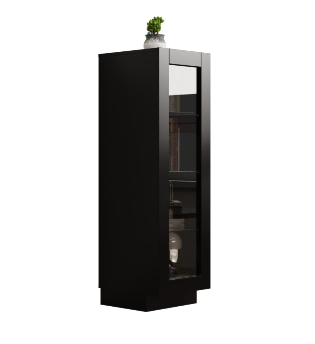 Vitrine VDD Home avec porte vitrée - Noire - 37 x 39,5 x 120,5 cm