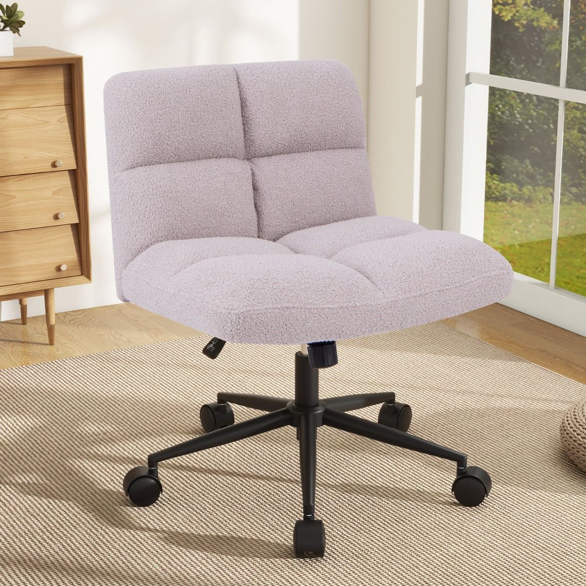 Chaise de bureau Coast sur roulettes - pivotante, sans accoudoirs - assise large - gris clair