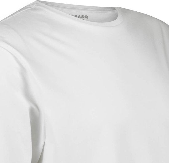T-shirt pour homme LEBASQ - 3 packs - avec col ras du cou - Extra long - Convient comme sous-maillot -  Taille M - Coton - Blanc