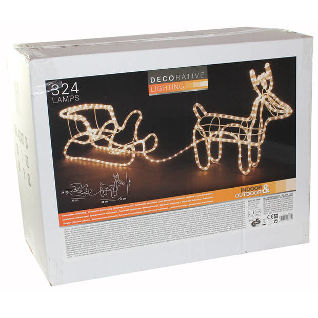 DecorativeLIghting - Lumières de Noël - Renne avec traîneau - Blanc chaud