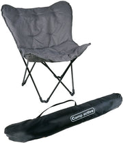 Chaise pliante Camp Active « Butterfly Chair » - Avec sac de transport - Chaise de camping avec assise confortable - Chaise pliante légère - 70 x 60 x 90 cm - Gris
