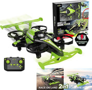 Gear2Play Drive & Fly Drone Racer vert - Drone 2-en-1 qui roule et vole - Accessoires de figures et batterie rechargeable inclus