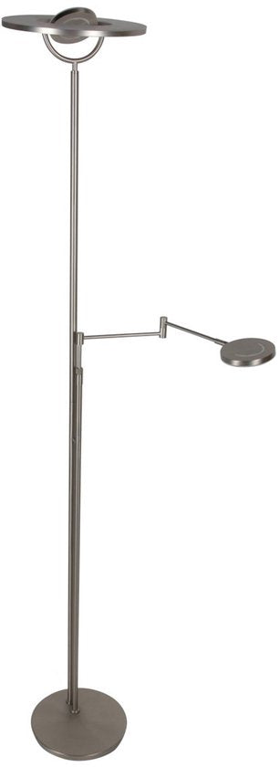 Lampadaire couleur acier 4386ST - Soleil 2 avec bras orientable et inclinable, hauteur 185 cm, acier moderne, 6 500 lumens, Steinhauer Exclusive