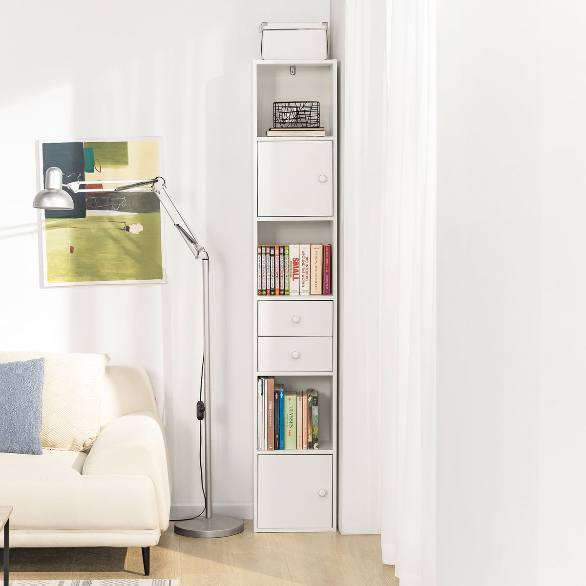 SoBuy Bibliothèque - Meuble à colonnes - Max. 40 kg - 33 x 42 x 188 cm - Blanc