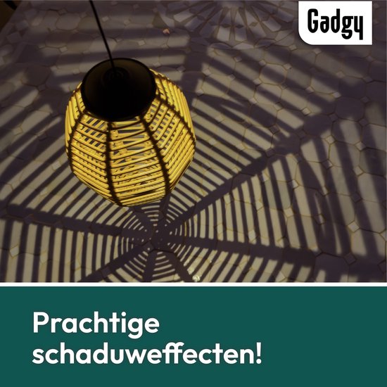 Gadgy Solar Suspension Lights Outdoor - Set of 2 - Rattan Look - LED Solar Garden Lights - Warm Light - Splashproof - Solar-powered - Suspension Light Garden Decoration