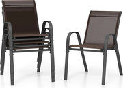 COAST Jeu de 4 chaises de jardin empilables, chaises de balcon, chaises de patio, chaises empilables avec accoudoirs jusqu'à 150 kg, 56 x 70 x 84 cm, marron