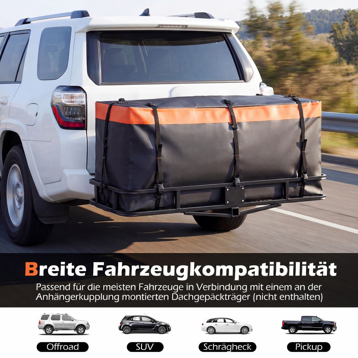 Coffre de toit Coast pour attelage - étanche - 550 litres - orange/noir