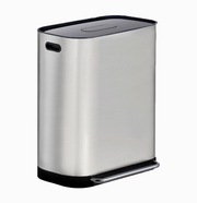 Poubelle double - Homra - 2x30L Homra Rockx - Poubelle Duo à pédale 60L avec filtre anti-odeurs - Poubelle de tri en acier inoxydable 2 compartiments - Poubelle de recyclage - Poubelle de cuisine pour le tri des déchets - Corbeille à déchets - acier inoxy