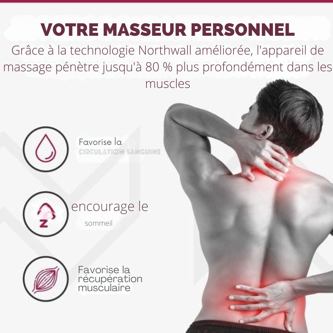 Coussin de massage Shiatsu - Northwall - Appareil de massage cervical - Fonction de chaleur infrarouge - avec sac de transport de luxe - noir