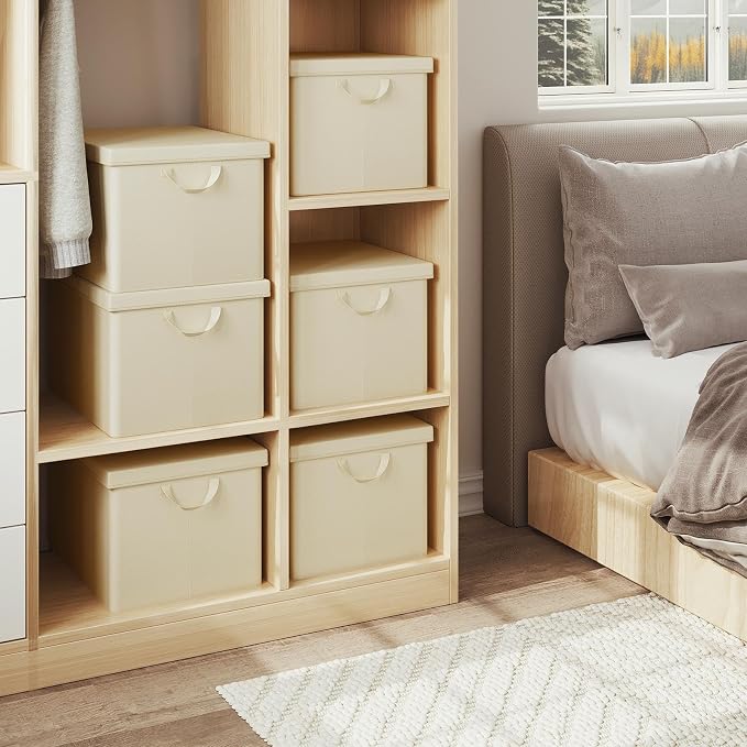 Lot de 3 boîtes de rangement pliables Woltu - 33 x 33 x 31 cm - Paniers de rangement pour armoire, étagère et meuble à compartiments