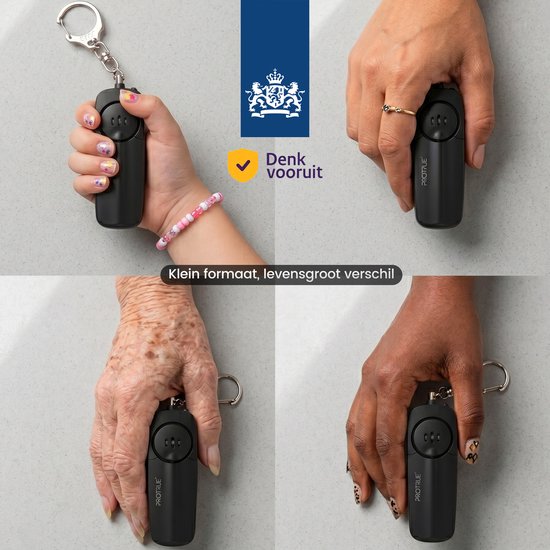 ProTrue® Alarme personnelle d'autodéfense en porte-clés - Alarme de poche de 130 dB avec bouton d'alarme pour femmes, enfants et personnes âgées - Alarme de sécurité pour seniors avec signal d'urgence
