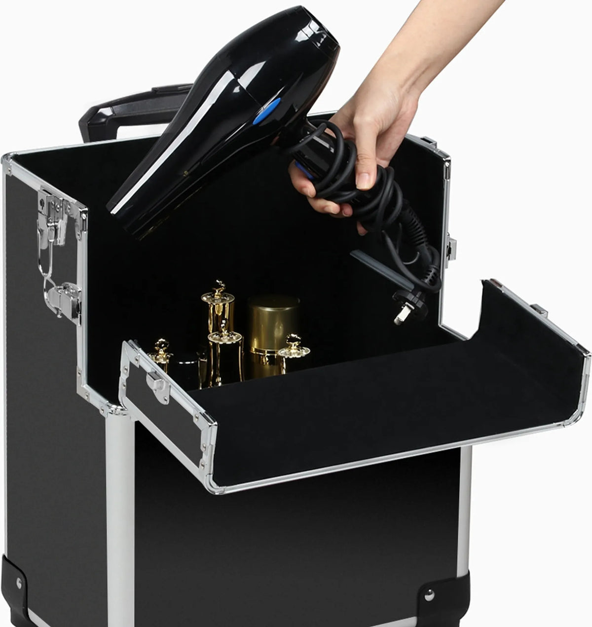 Valise de voyage cosmétique 3-en-1 Yaheetech 36 x 24 x 78 cm – Noir – Aluminium et plastique