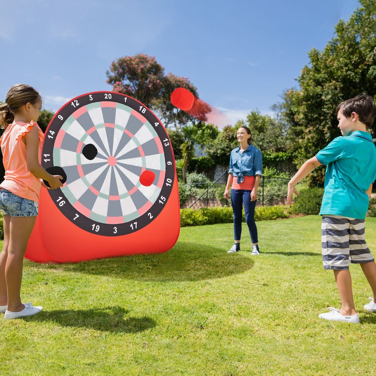 Jeu de cibles Coast « Groot Balgooi » - Pliable - Avec 4 balles adhésives et un sac de transport - Noir et bleu - 145 x 132 x 162 cm