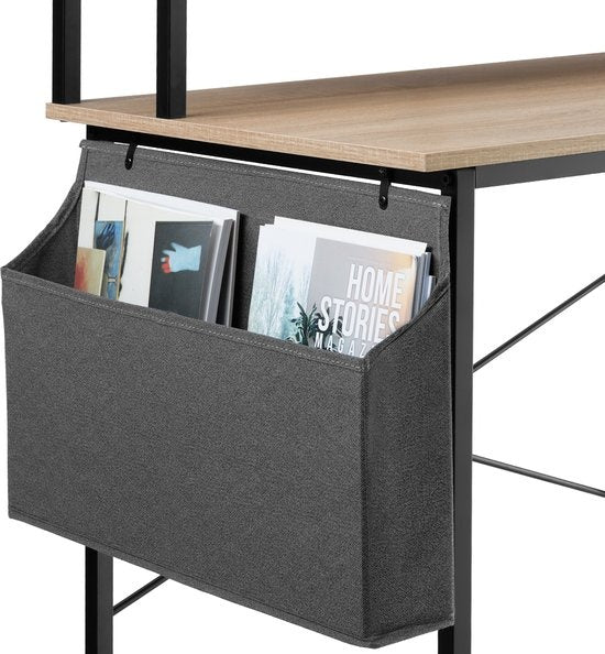 tectake® - Everett desk - largeur 80 cm - table d'ordinateur - avec étagère et organiseur - brun clair - 404663
