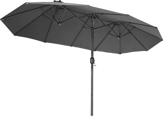 tectake® - Parasol double Silia - Parasol de terrasse - Parasol XXL - gris - 404256