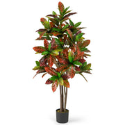 Plante artificielle Coast « Croton Palm » - tronc en bois véritable - feuilles colorées - 150 cm