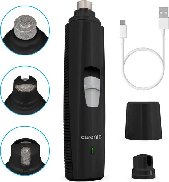 Auronic lime à ongles électrique - pour animaux - rechargeable - sans fil - tête de lime diamantée - chiens/chats - noircissement