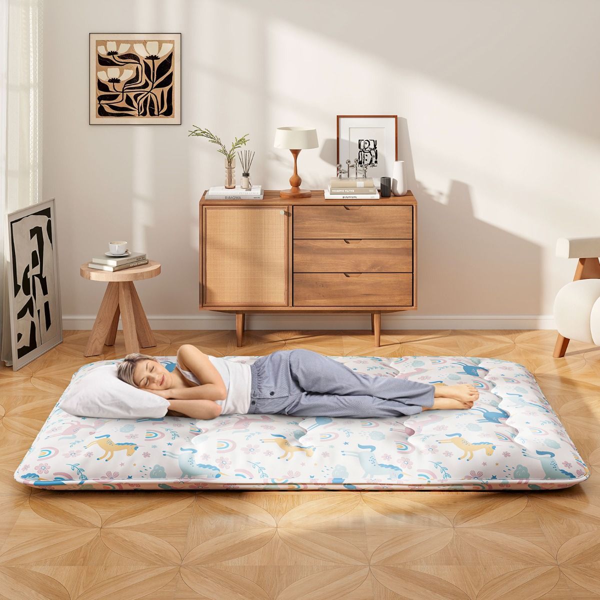 Matelas futon Coast - housse lavable - sac de transport inclus - coloré 140 x 200 cm
