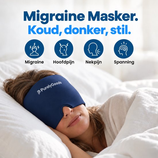 Masque anti-migraine PurelyGoods® 600 g - Compresse froide avec sachet de congélation - Bleu