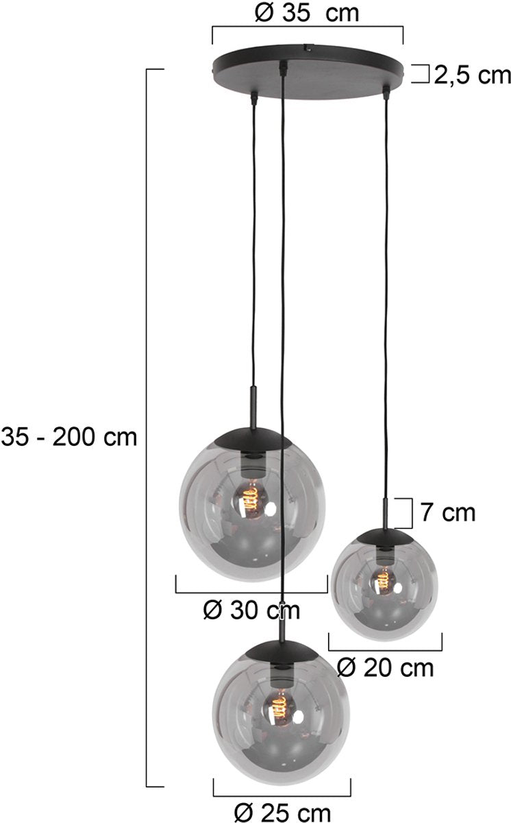 Steinhauer - lampe suspendue - Bollique LED - noir - verre métal - Ø 40cm - E27 - 3123ZW