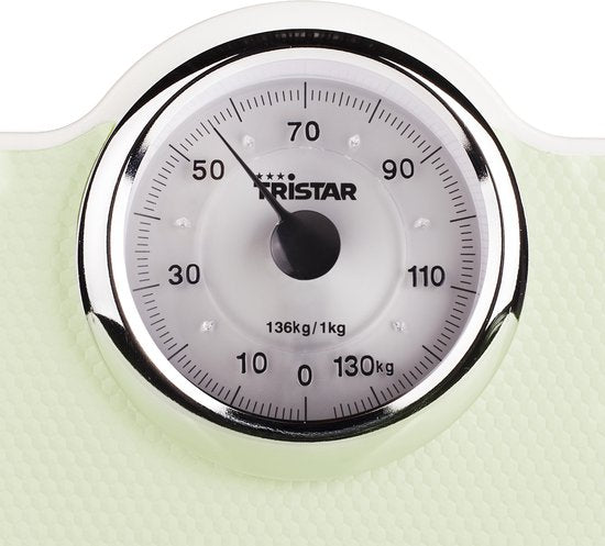 Pèse-personne Tristar WG-2428 - Pèse-personne analogique - Jusqu'à 136 kg - Design vintage - Technologie « Step-on » - Antidérapant - Blanc